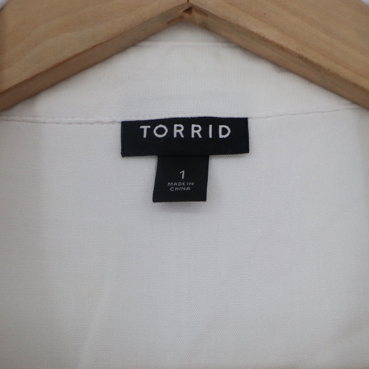 Torrid White Rayon Blend Long Sleeve Button Down Shirt Plus Size 1 Pocket Collar