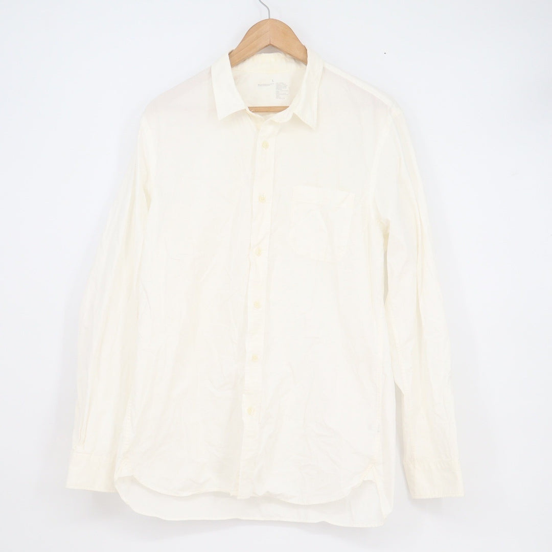 Muji Mens Long Sleeve Cotton Button Down Shirt Off White Size L