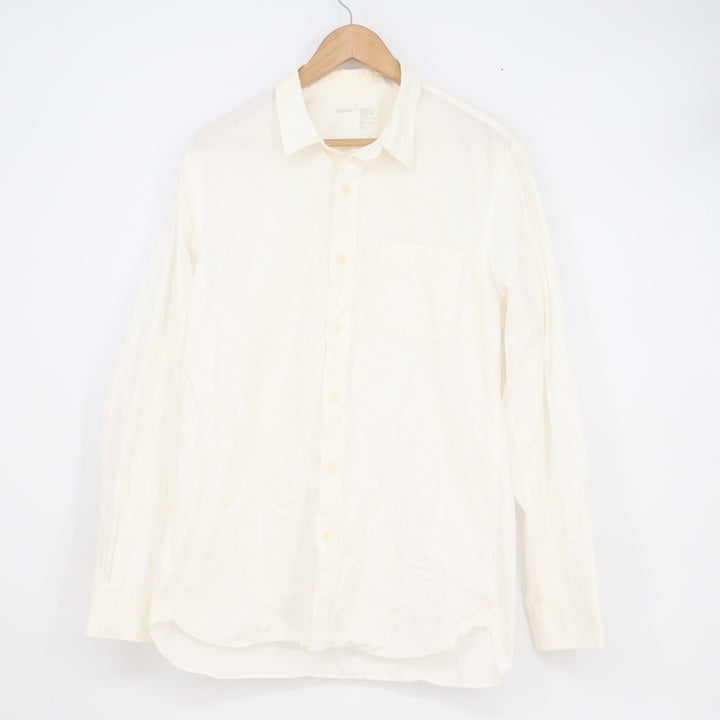 Muji Mens Long Sleeve Cotton Button Down Shirt Off White Size L