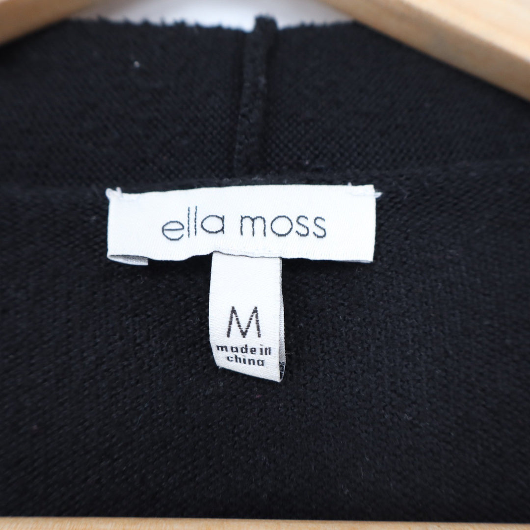 Ella Moss Womens Black Open Front Shawl Collar Cardigan Sweater Size M