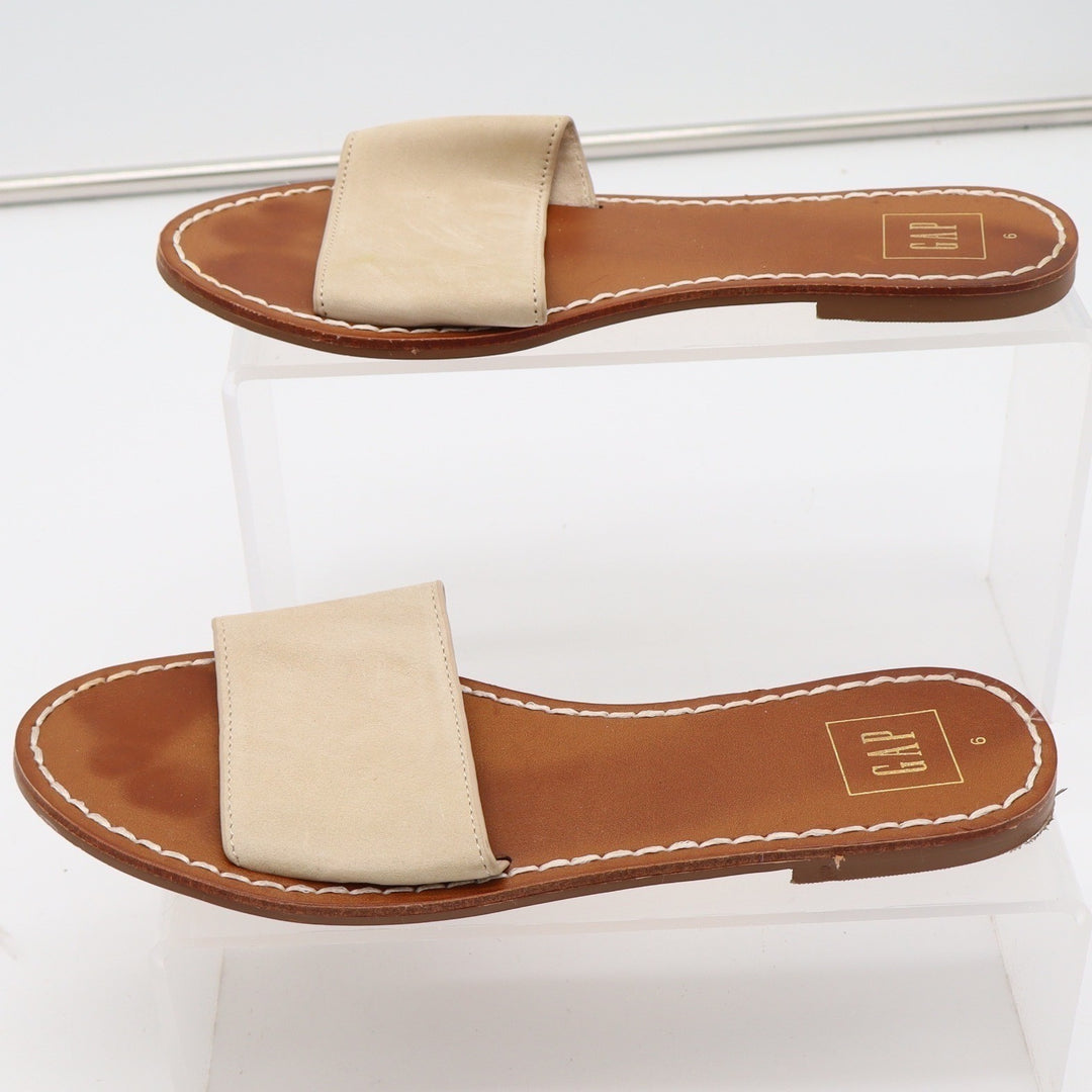 Gap Womens Flat Slide Sandals Iconic Khaki Brown Minimalist Slip On Size 6