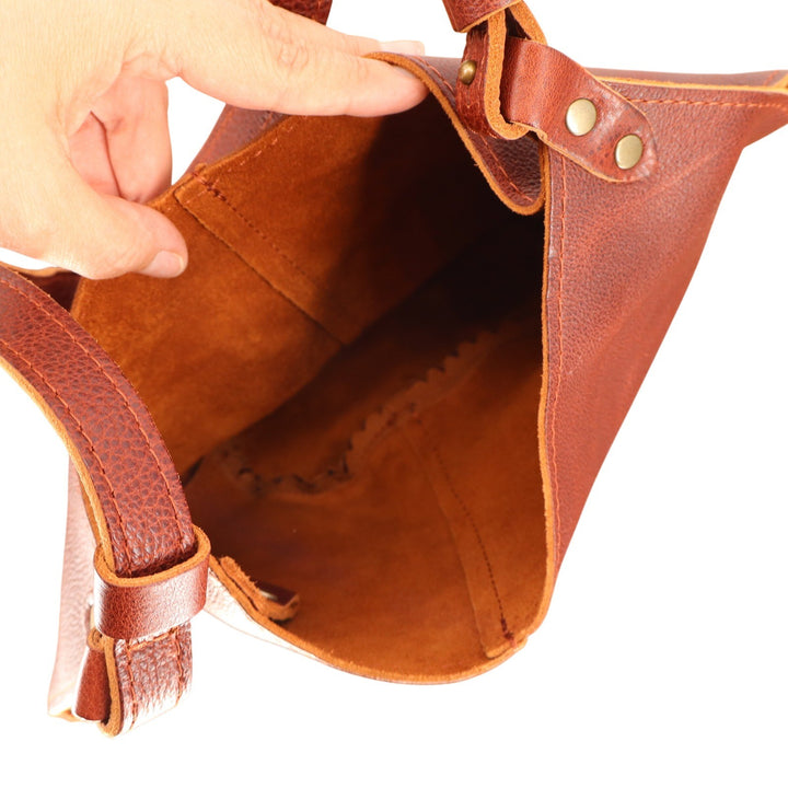 Portland Leather Goods Cognac Brown Full Grain Leather Shoulder Bag Hobo Purse