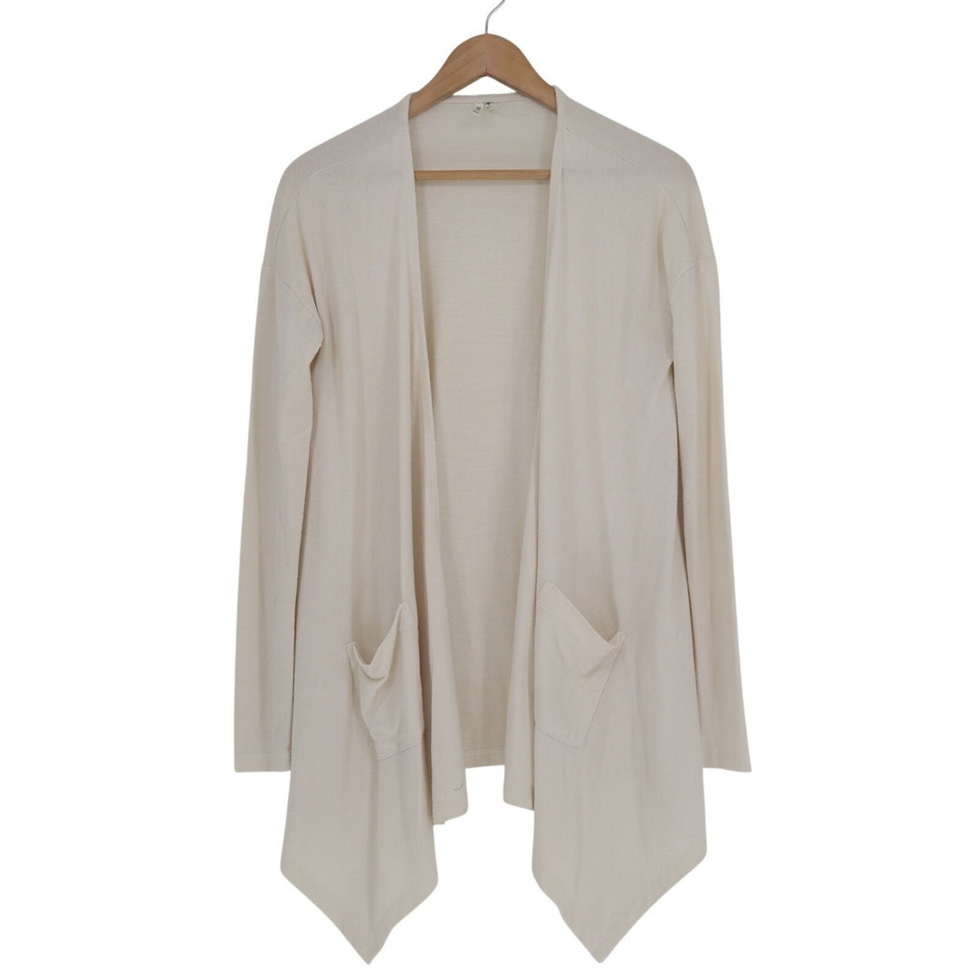 Mudd Cardigan Sweater Womens XS Beige Stretch Knit Ribbed Open Front Long Sleeve