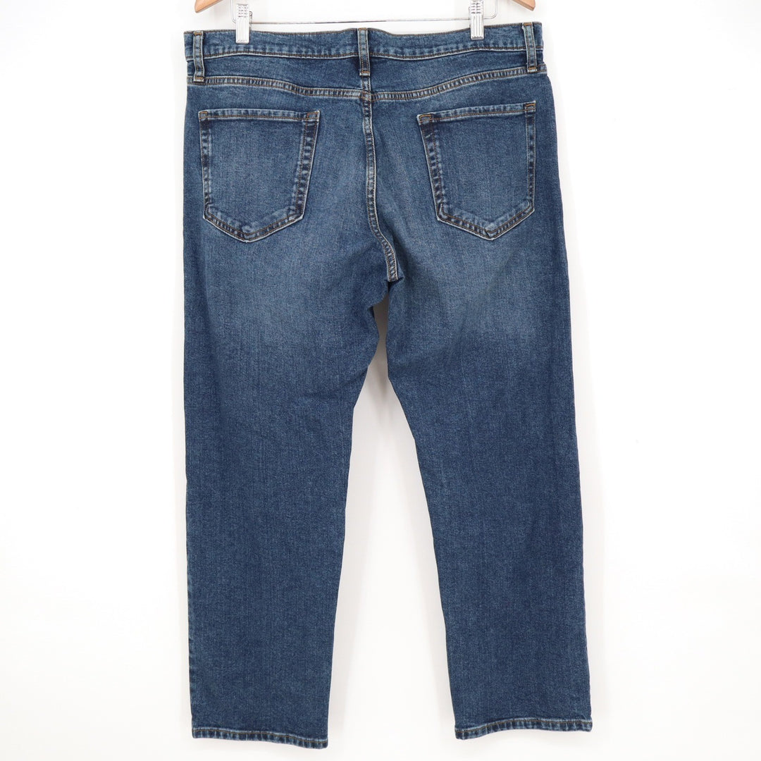 Amazon Essentials Mens Straight Fit Medium Wash Blue Jeans 36x28 Stretch Denim