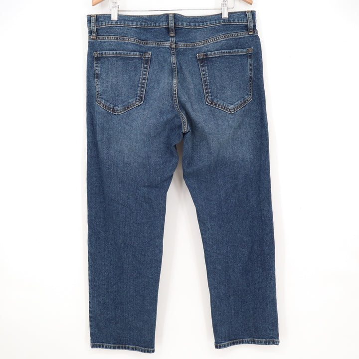 Amazon Essentials Mens Straight Fit Medium Wash Blue Jeans 36x28 Stretch Denim