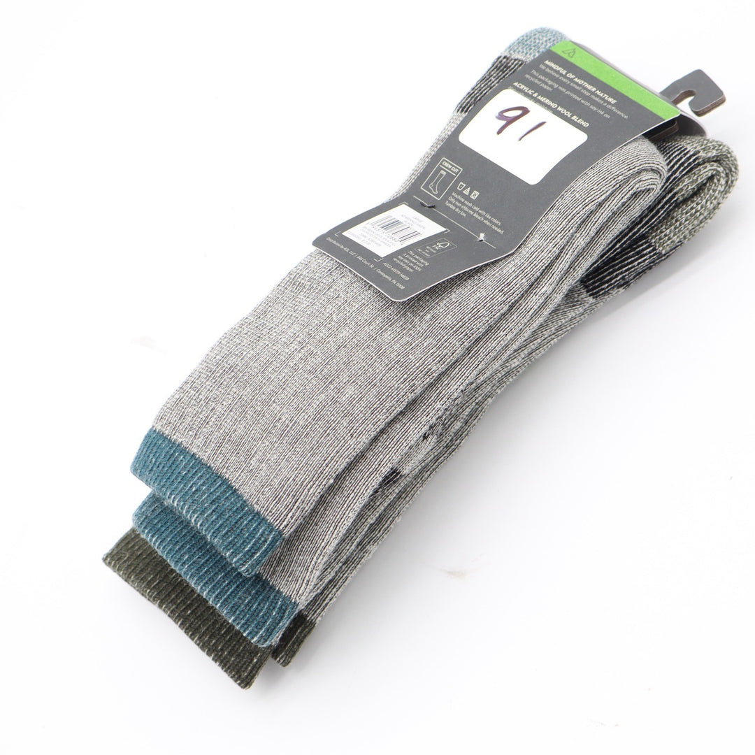 Alpine Design Mens Merino Wool Blend Hiking Crew Socks 2-Pair Pack Gray LG 9-12