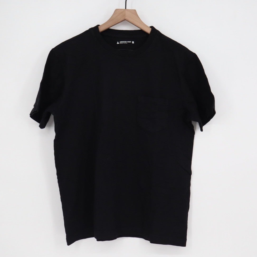 American Giant Mens Black Cotton Pocket T Shirt Size Medium Made in USA