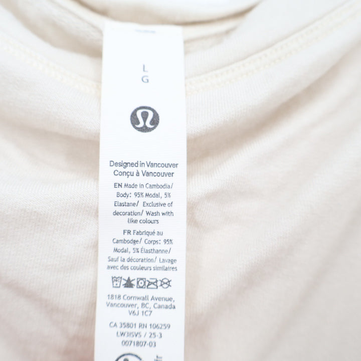 Lululemon Drapey Long Sleeve Shirt Womens L Beige Softstreme Stretch Boat Neck
