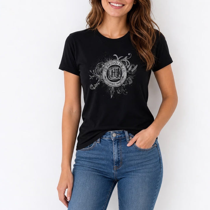 Bella Womens Black J.D. Heiskell & Co Graphic Tee Short Sleeve Slim Fit Small