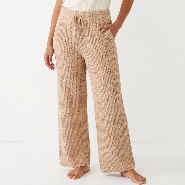 State Of Day Intimates Lounge Pants Womens XL Brown Drawstring Waist Waffle Knit