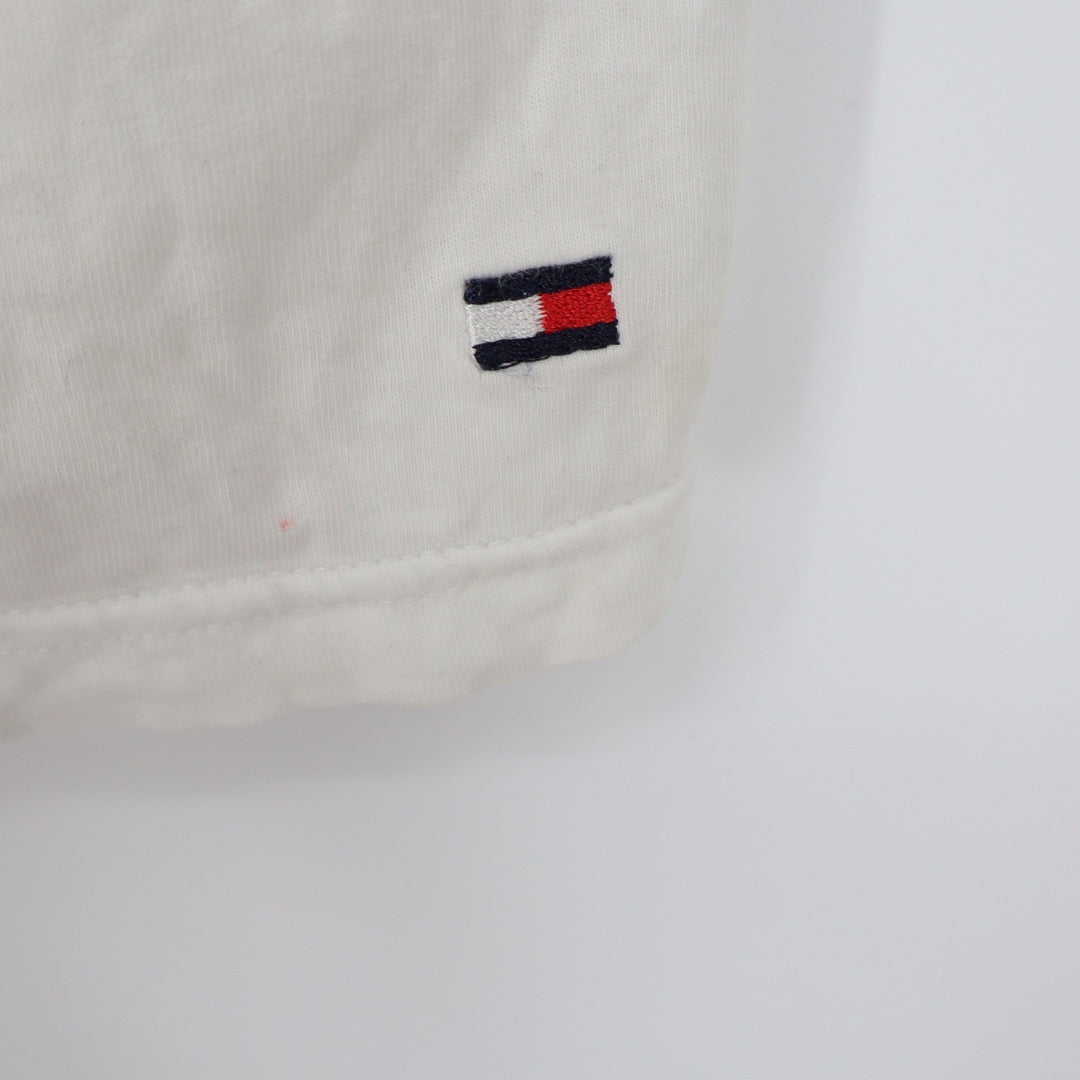 Tommy Hilfiger Mens Crewneck T-Shirt Cream Off-White Cotton Logo Size M