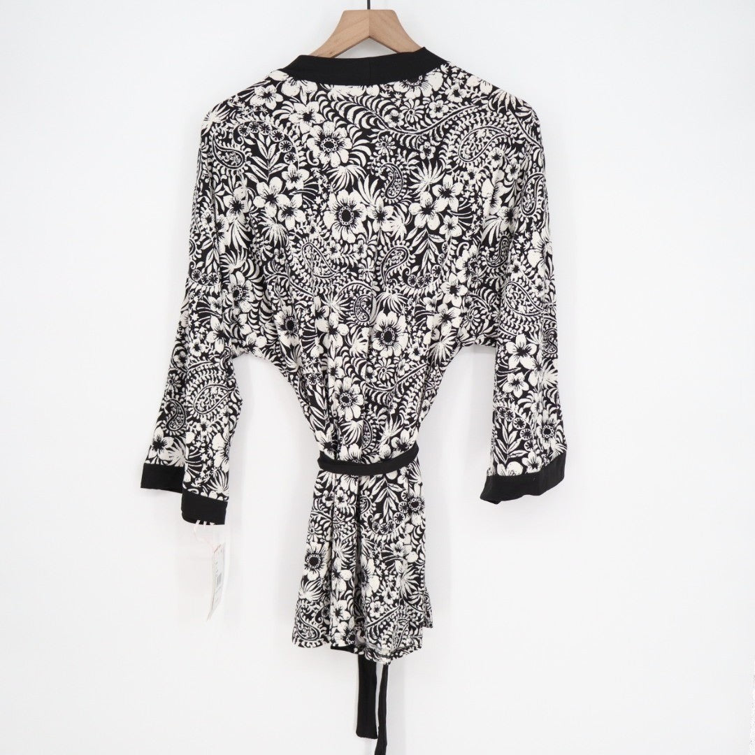 Linea Donatella 3-PC Pajamas Set Womens Large Black Floral Stretch Sleepwear