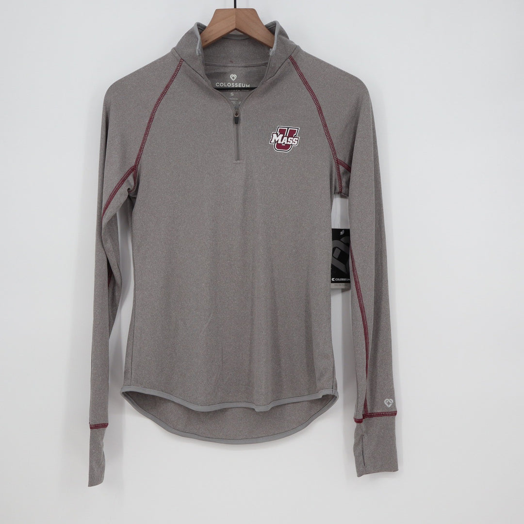 Colosseum Womens UMass Minutemen 1/4 Zip Stingray Pullover Gray Small
