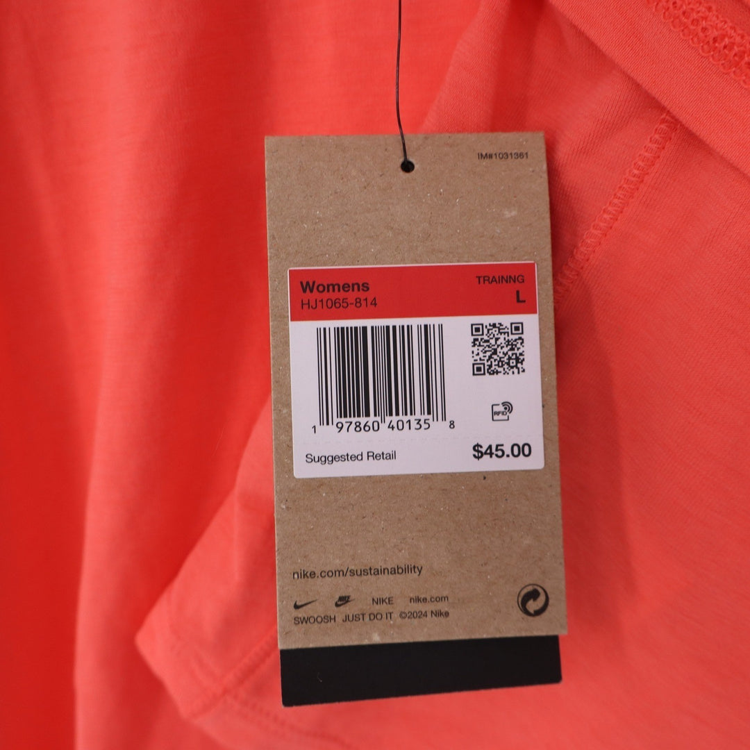 Nike One Dri-FIT Womens Training T-Shirt Bright Mango Large New