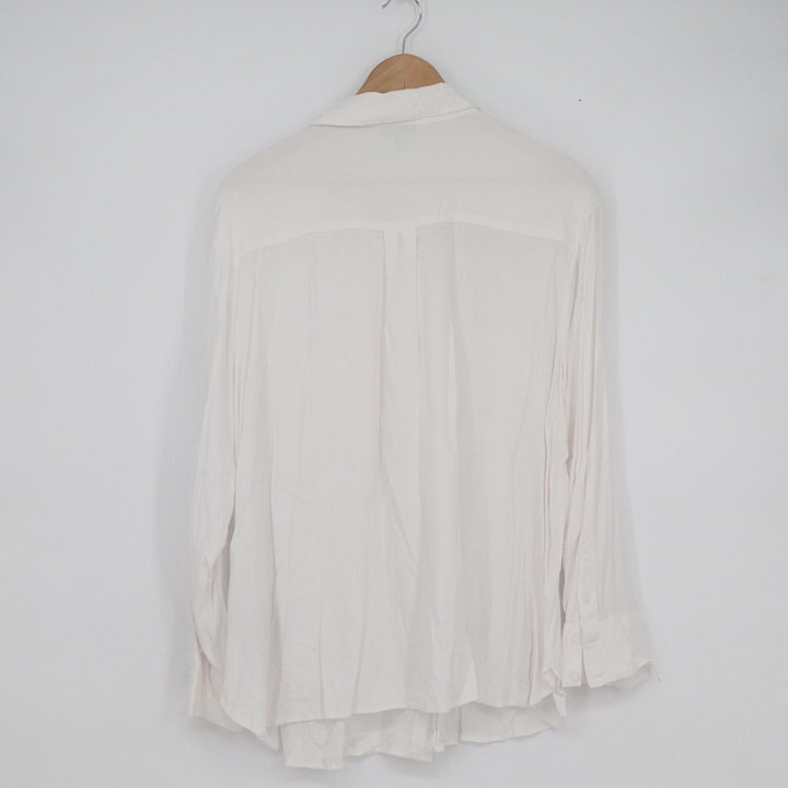 Torrid White Rayon Blend Long Sleeve Button Down Shirt Plus Size 1 Pocket Collar