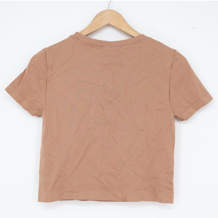 Choice Tan Short Sleeve Crew Neck Seamless Stretchy Cropped Tee One Size