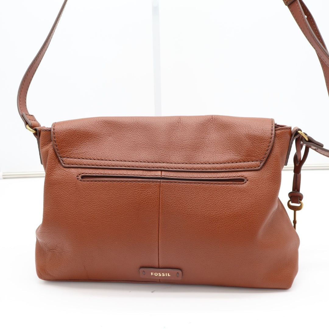 Fossil Gabriella Womens Handbag Brown Leather Adjustable Strap Crossbody Bag