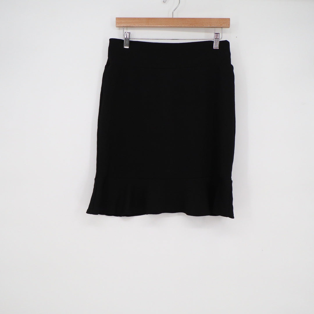 Agnes & Dora Womens XL Black Ruffle Hem Pencil Skirt Elastic Waist Made in USA