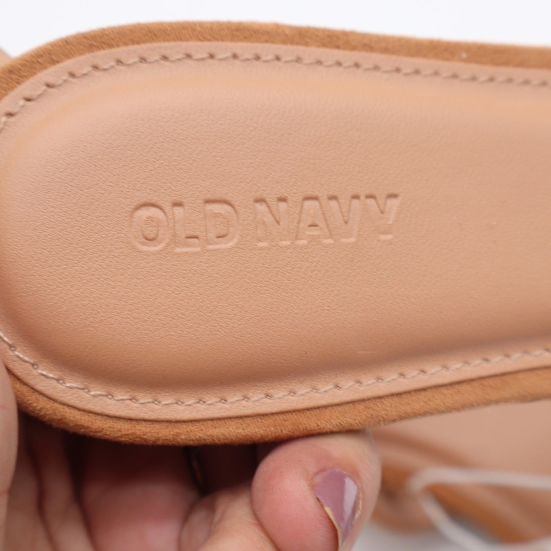 Old Navy Womens Faux Suede Pointed Toe Fashion Mule Flats Camel Tan Size 9 NEW