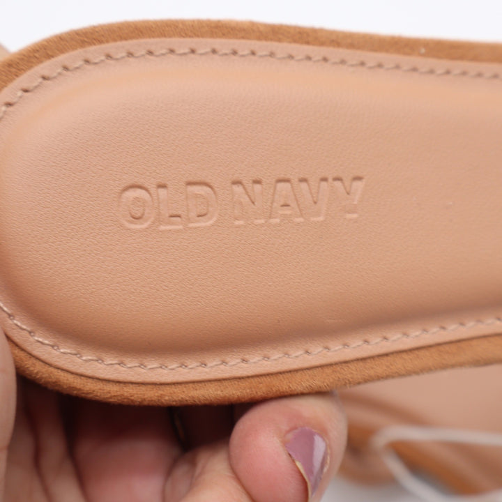 Old Navy Womens Faux Suede Pointed Toe Fashion Mule Flats Camel Tan Size 9 NEW