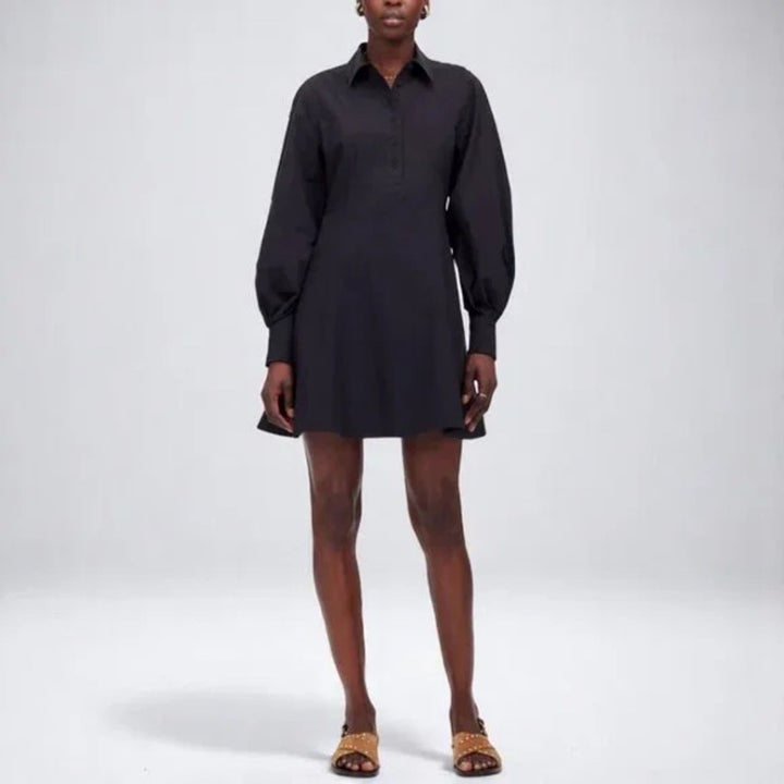 Madewell Seamed Long-Sleeve Mini Shirtdress in Poplin Size 8