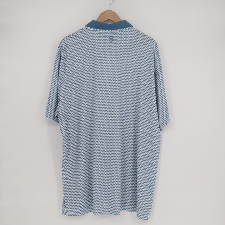 Puma Forever Better Polo Shirt Mens 2XL Blue Printed Stretch Golf Performance
