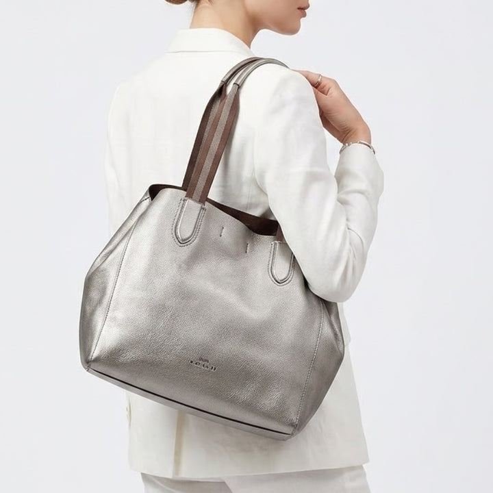 Coach Derby Handbag Womens Slate Gray Pebbled Leather Shoulder Strap Tote Bag