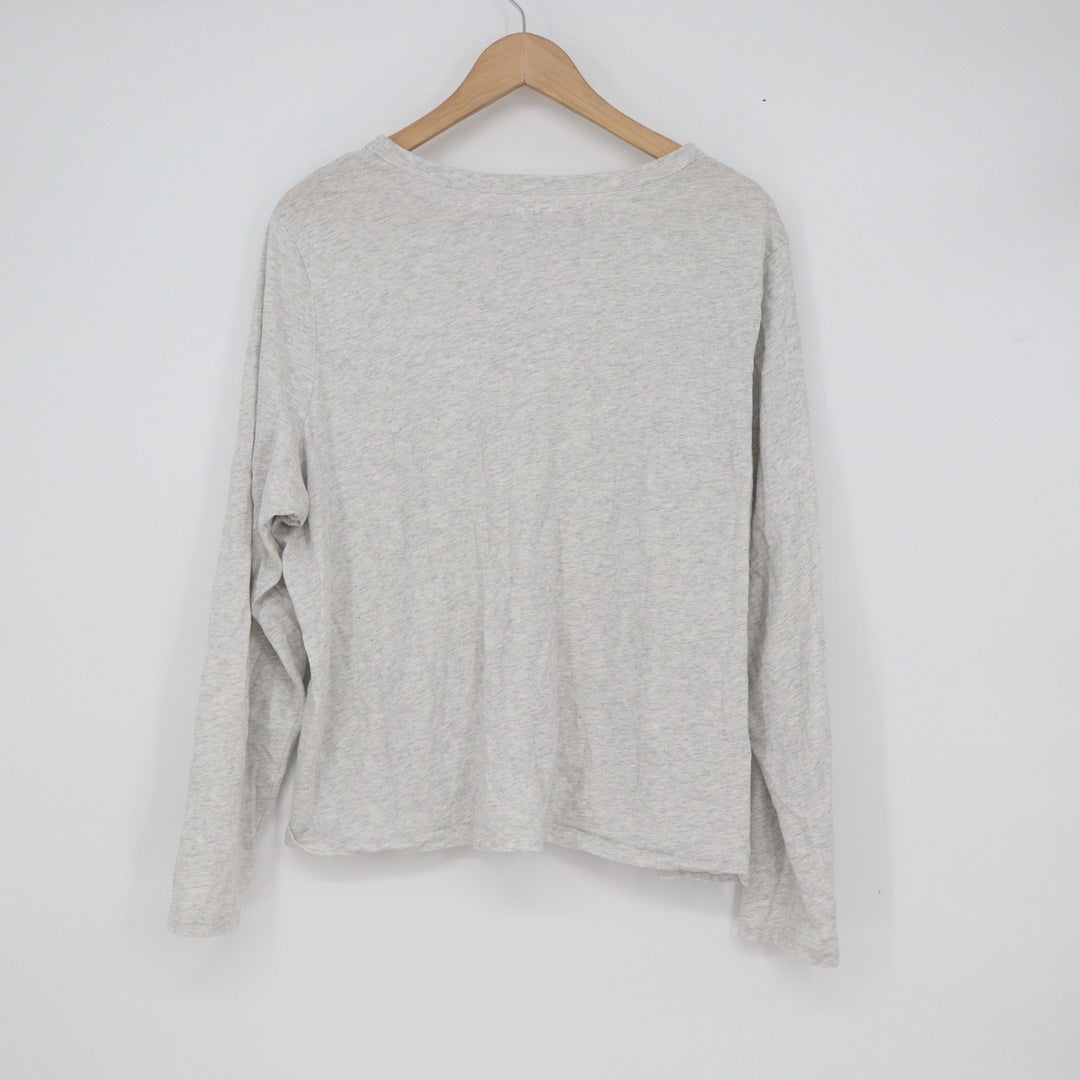 Old Navy Everywear Womens XL Heather Grey Cotton Long Sleeve Crew Neck Tee Shirt
