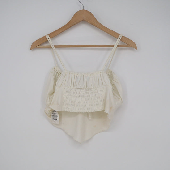 Urban Outfitters White Handkerchief Hem Smocked Cami Crop Top Large
