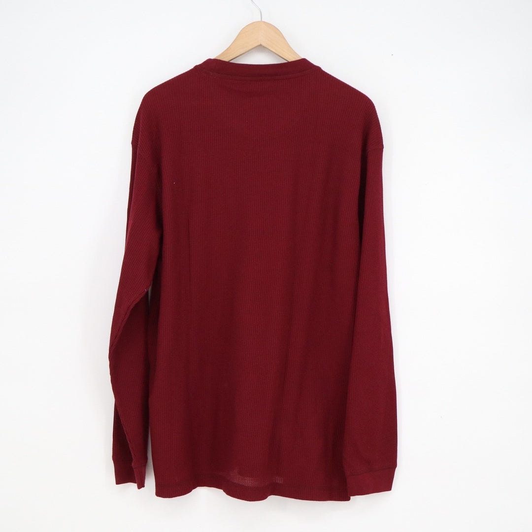 Preswick & Moore Mens Thermal Sleep Shirt Garnet Red Waffle Knit L New