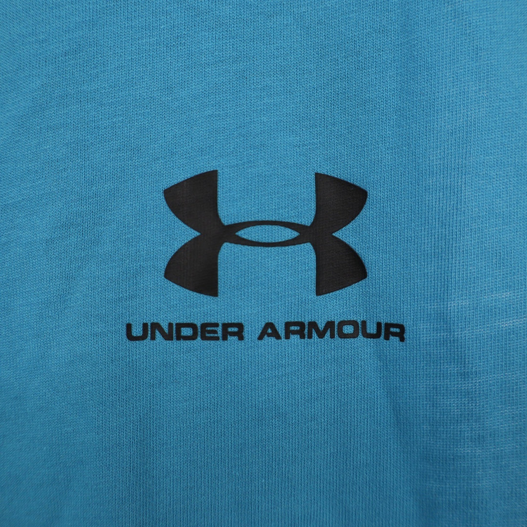 Under Armour Mens Left Chest Cut Off Tank Blue Loose Fit Muscle Shirt S