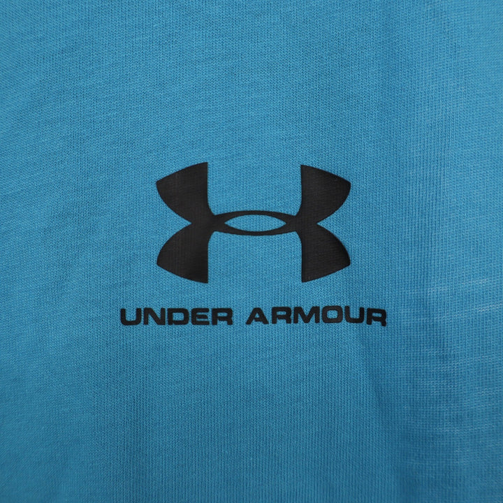 Under Armour Mens Left Chest Cut Off Tank Blue Loose Fit Muscle Shirt S