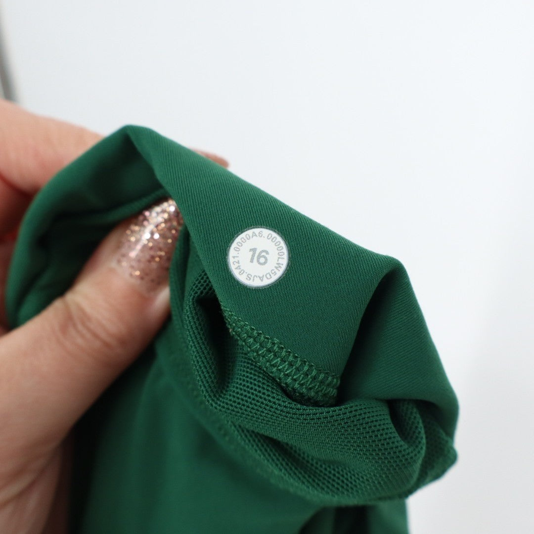 Lululemon Power Thru High-Rise Tight Womens 16 Green Stretch Side Drop Pockets