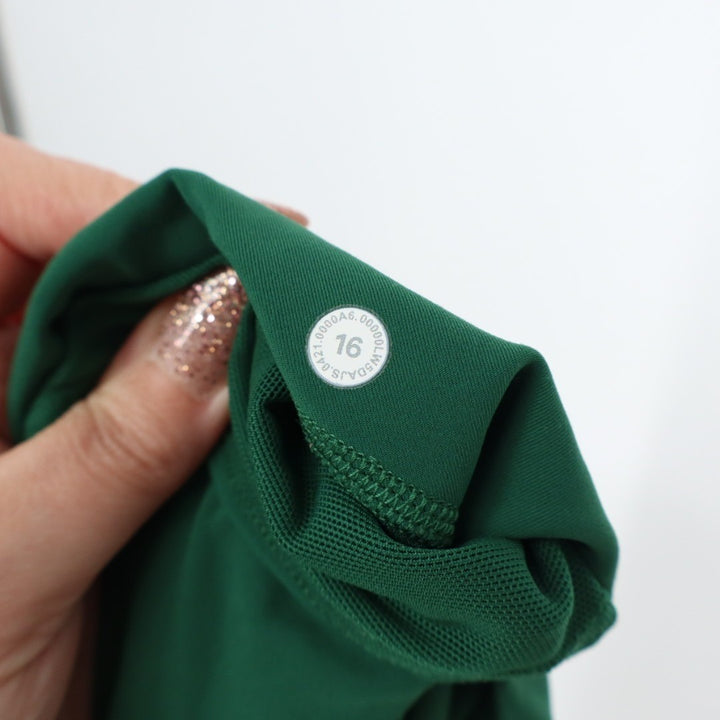 Lululemon Power Thru High-Rise Tight Womens 16 Green Stretch Side Drop Pockets
