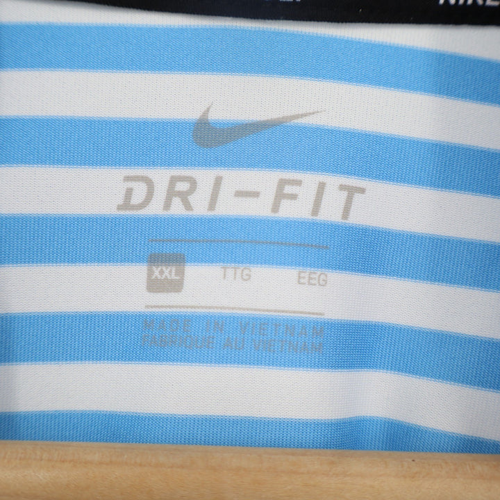Nike Dri-Fit Polo Shirt Mens 2XL Blue White Short Sleeve Spread Collar Pullover