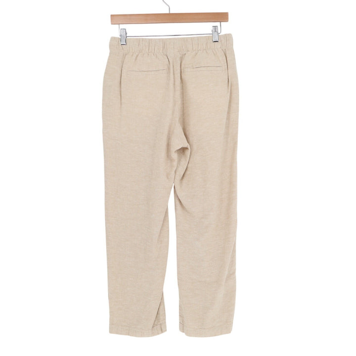 Gap Easy Pants Womens S Beige Linen Slash Pockets Straight Leg Drawstring Waist
