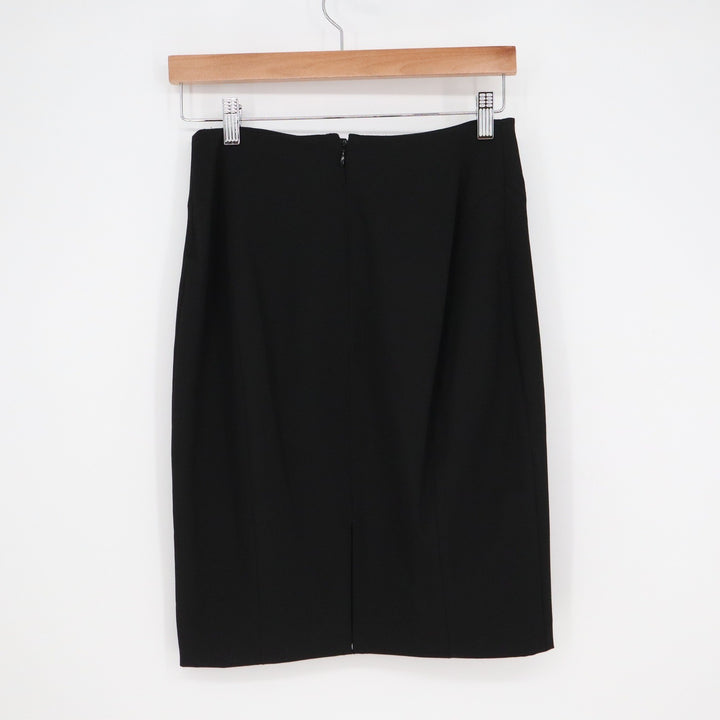 Express Black Pencil Skirt Front Notch Back Vent Size 4 Professional Workwear