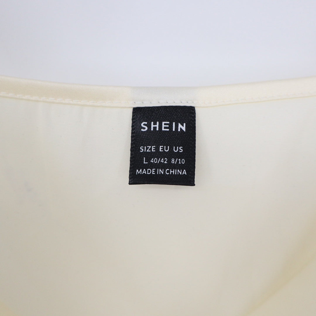 SHEIN Women Cream Satin Cowl Neck Camisole Top Adjustable Straps Size L