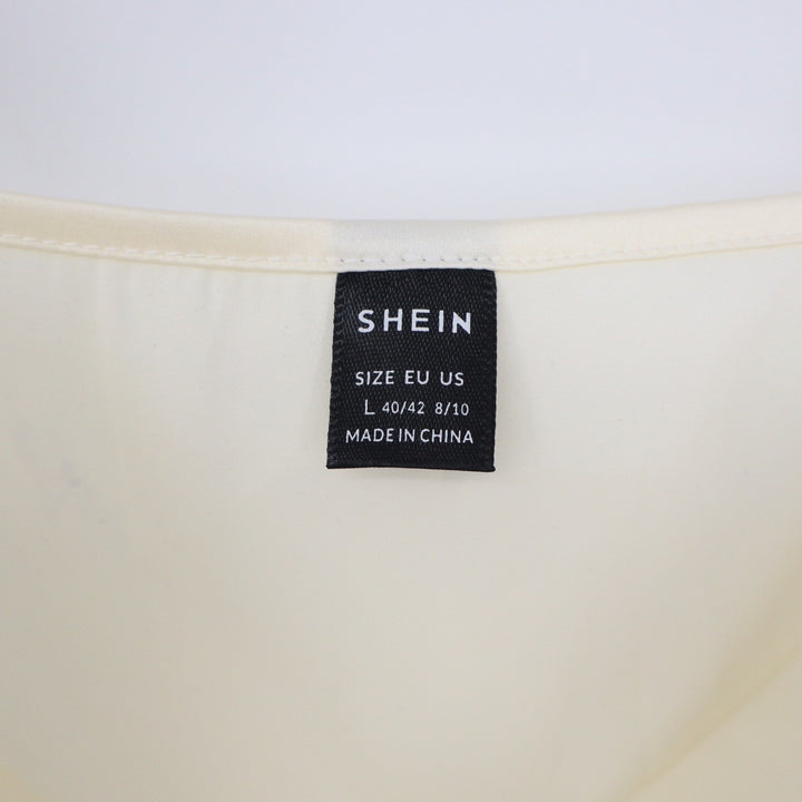 SHEIN Women Cream Satin Cowl Neck Camisole Top Adjustable Straps Size L