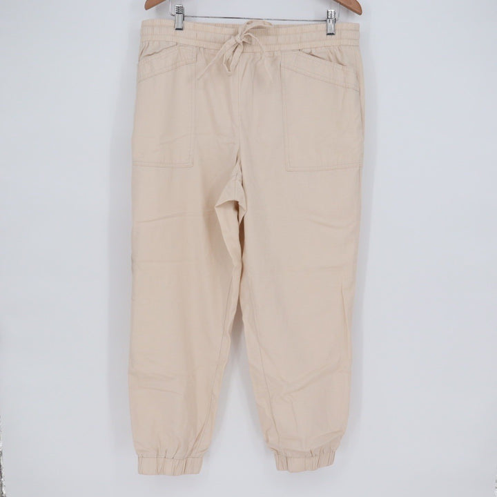 LOFT Outlet Beige Utility Jogger Pants Elastic Waist Drawstring Size L