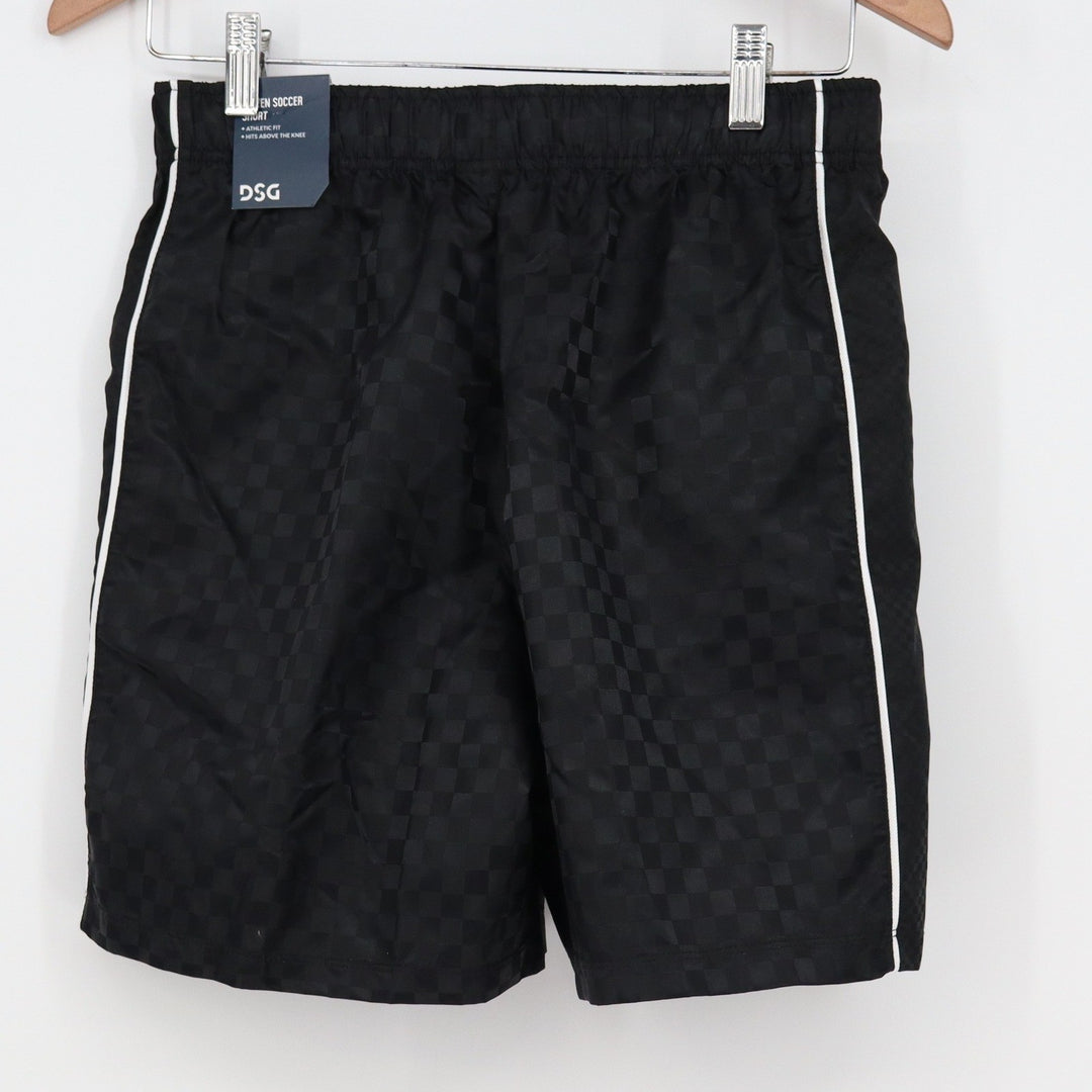 DSG Boys XL 18 Woven Soccer Shorts Pure Black Checkerboard
