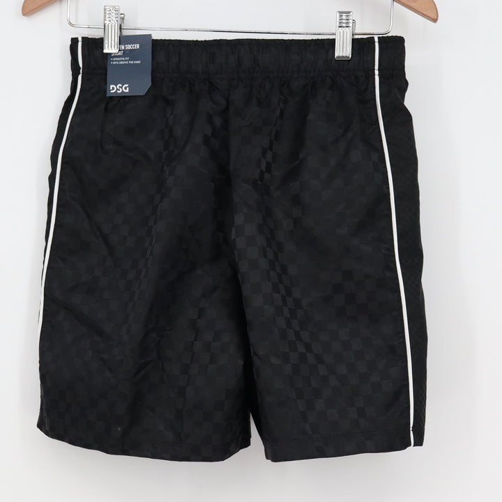 DSG Boys XL 18 Woven Soccer Shorts Pure Black Checkerboard