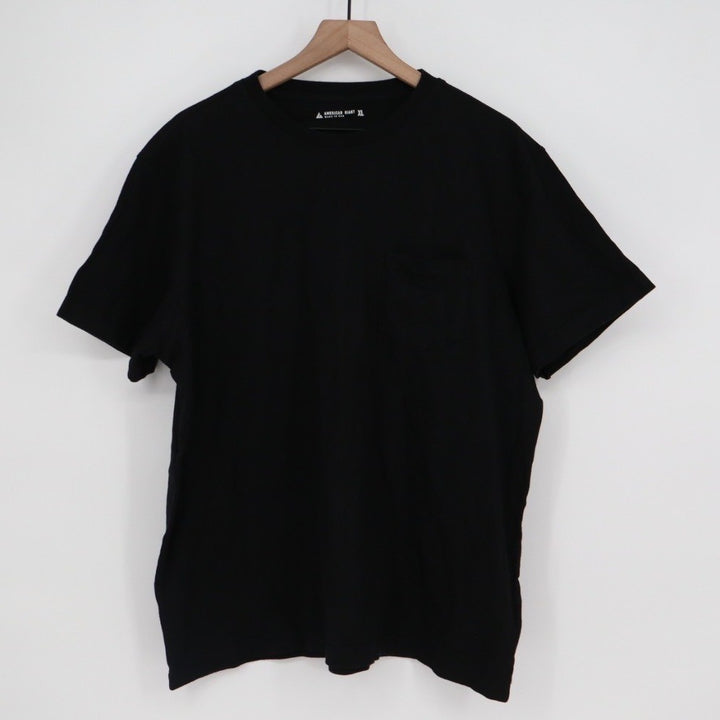 American Giant T-Shirt Mens XL Black Cotton Short Sleeve Front Pocket Outdoor