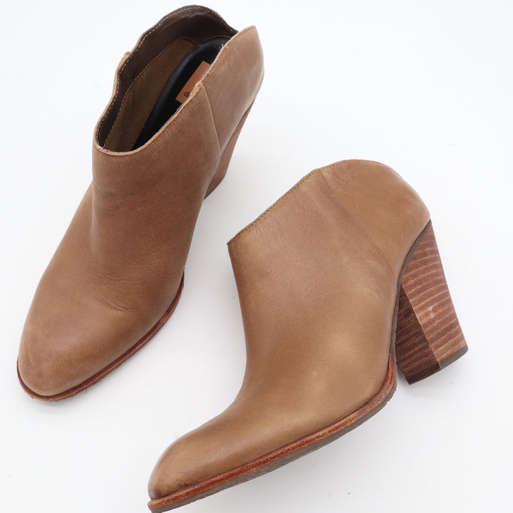 Dolce Vita Womens Tan Leather Stacked Block Heel Ankle Booties Size 8