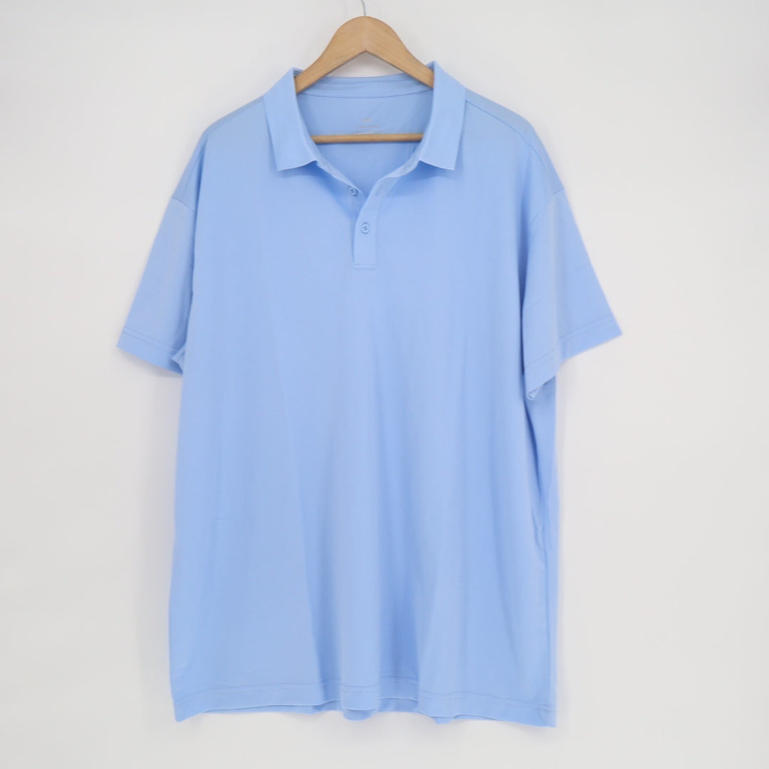 Polo Shirt Mens 3XL Blue Short Sleeve Collared Golf Tennis Performance Pullover