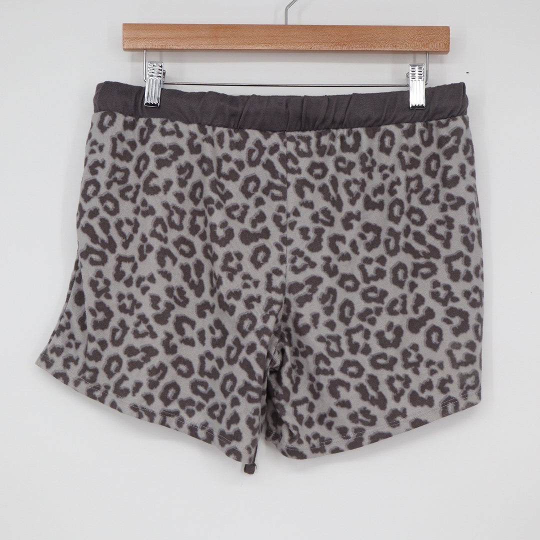 Lucky Brand Womens Grey Leopard Print Pajama Lounge Shorts Size Medium