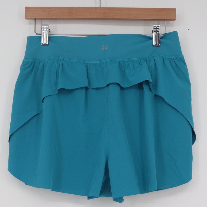 Athleta Crossover Run Shorts Teal Blue Built-in Liner Women's Size M