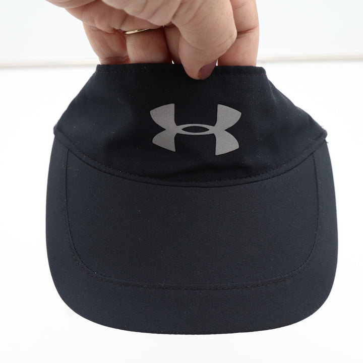 Under Armour Womens Play Up Visor Black Silver Logo OSFA Activewear Hat