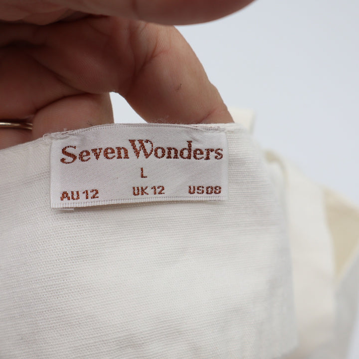 Seven Wonders Bralette Top Womens L Tie Front White Adjustable Straps Excellent