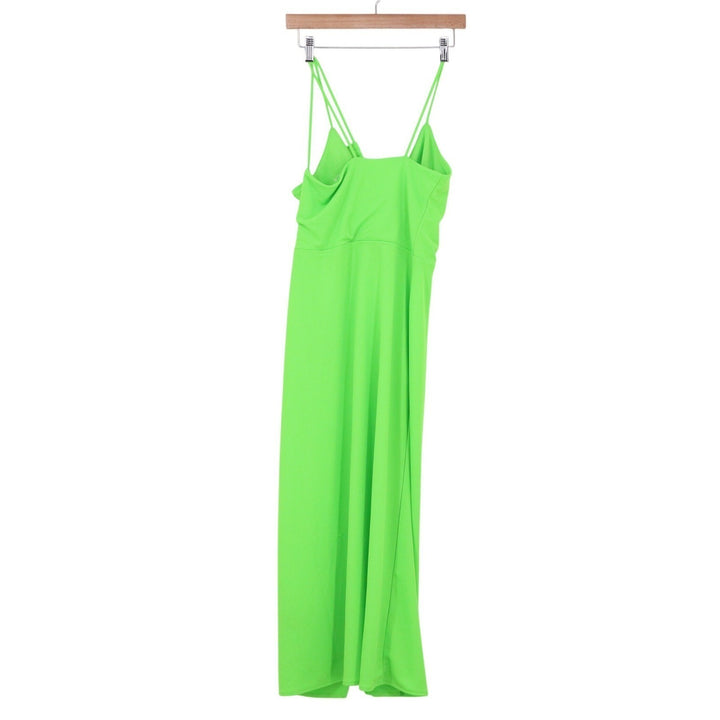 HM Neon Green Cutout Ring Detail Midi Dress Side Slit Lime Medium KLH0453